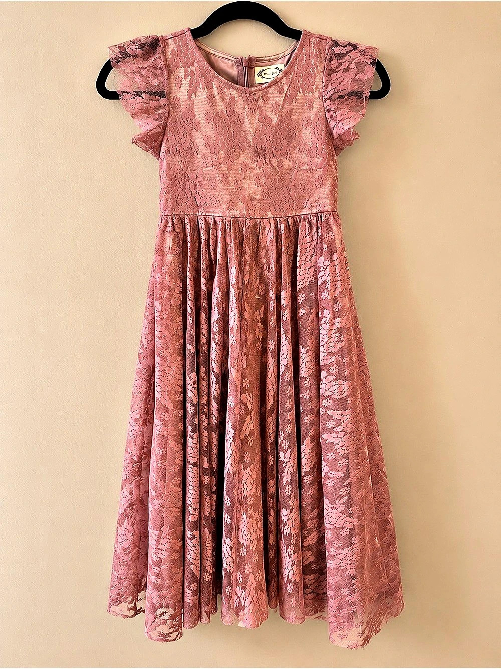Girls mia JOY Floral Lace Midi Dress in Pink Size 7 Like New
